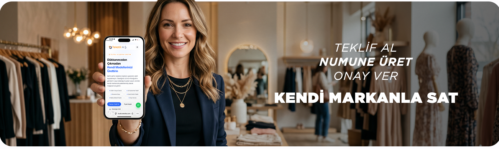 Teklif Al · Numune Üret · Onay Ver · Kendi Markanla Sat